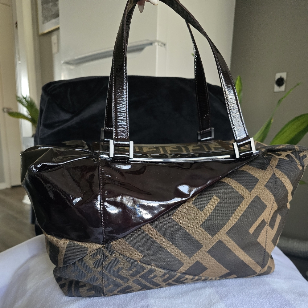 Authentic Fendi zucca boston 35cm Tote bag